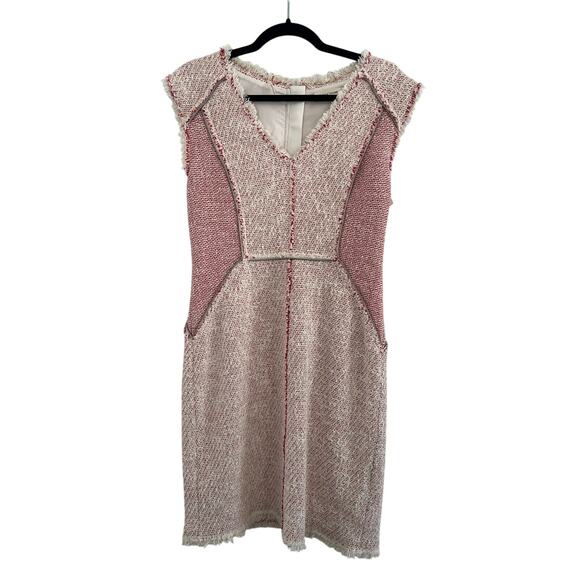 Rebecca Taylor Tweed Dress Size 6 Frayed Edges Exposed Zippers Rock Edgy Career - Picture 1 of 16